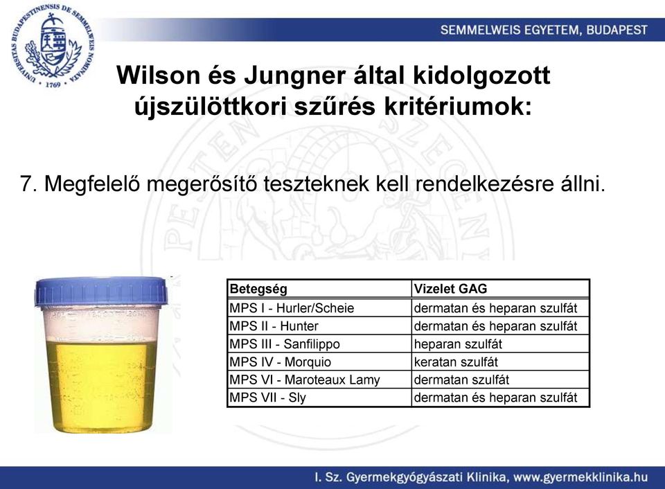 Betegség MPS I - Hurler/Scheie MPS II - Hunter MPS III - Sanfilippo MPS IV - Morquio MPS