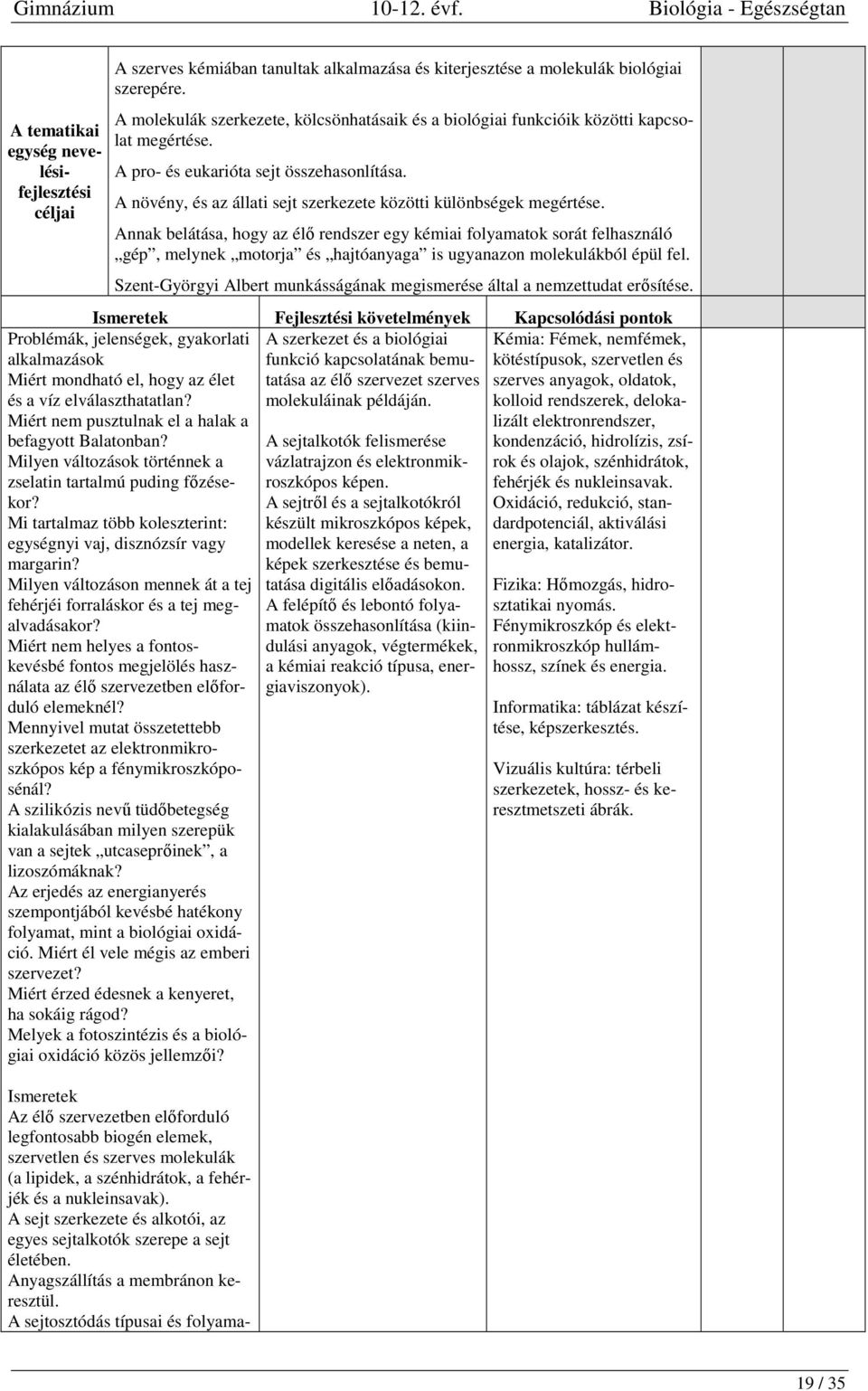 Annak belátása, hogy az élő rendszer egy kémiai folyamatok sorát felhasználó gép, melynek motorja és hajtóanyaga is ugyanazon molekulákból épül fel.