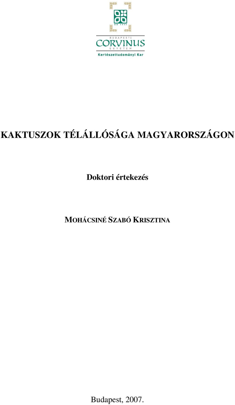 értekezés MOHÁCSINÉ