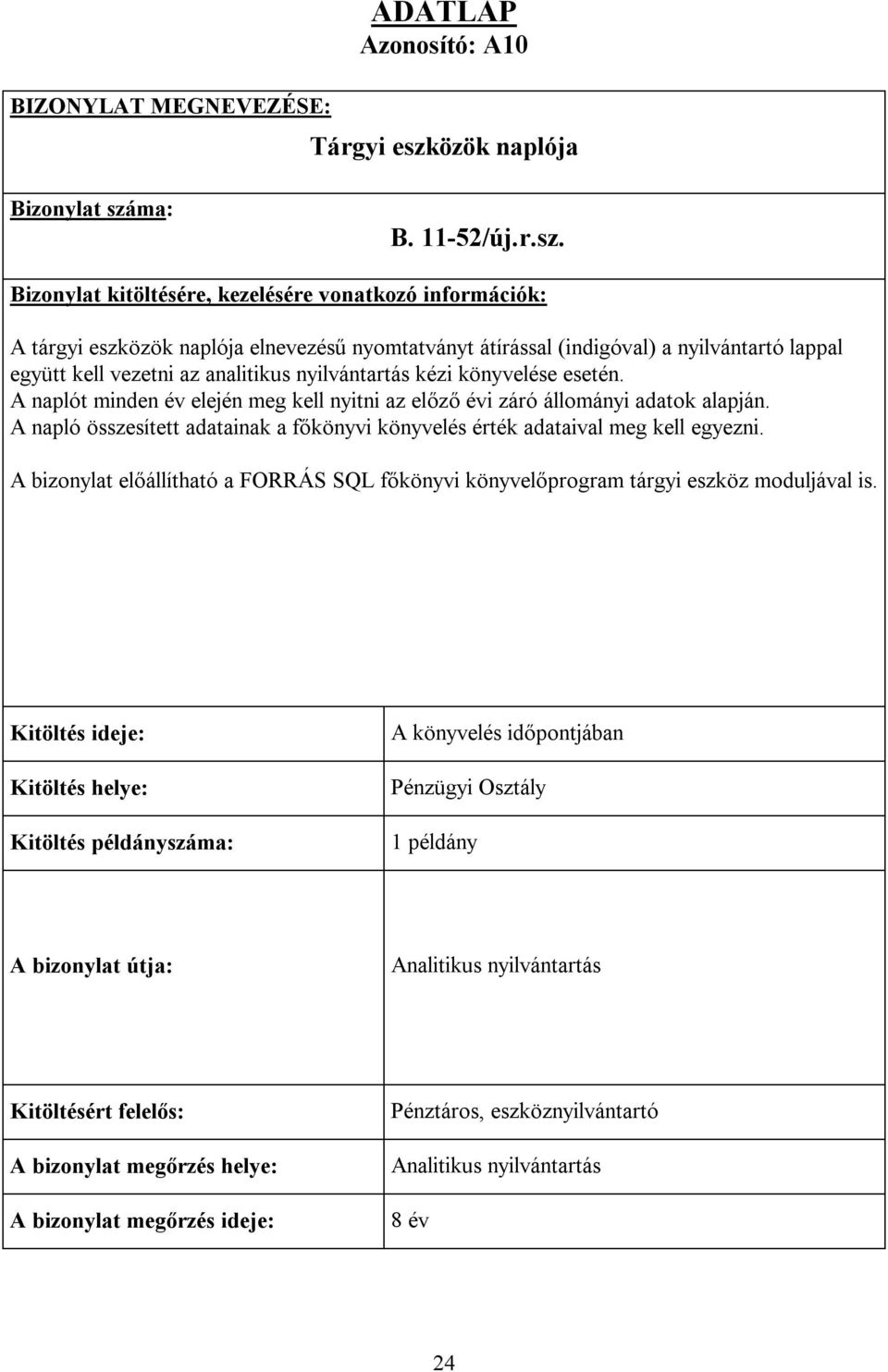 ma: B. 11-52/új.r.sz.