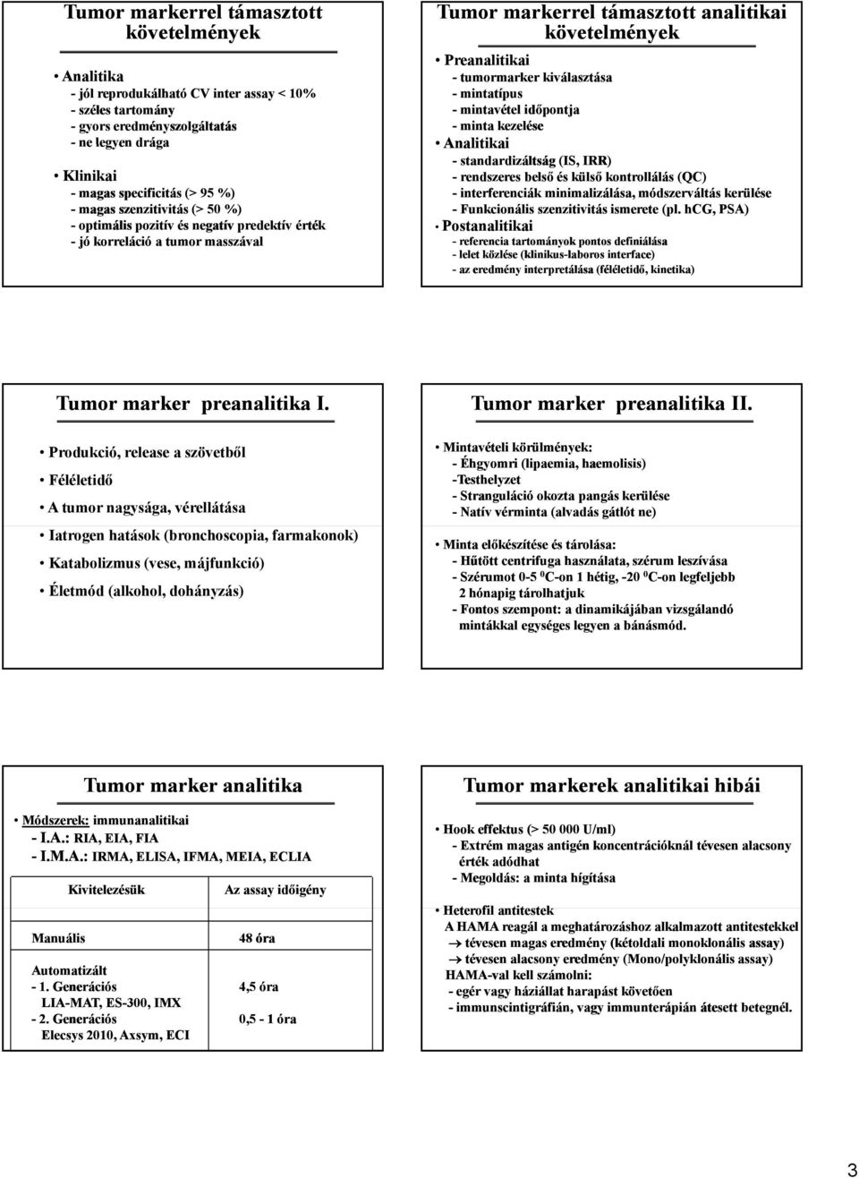 kiválasztása - mintatípus - mintavétel időpontja - minta kezelése Analitikai - standardizáltság (IS, IRR) - rendszeres belső és külső kontrollálás (QC) - interferenciák minimalizálása, módszerváltás