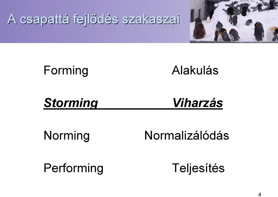 Norming Performing Alakulás