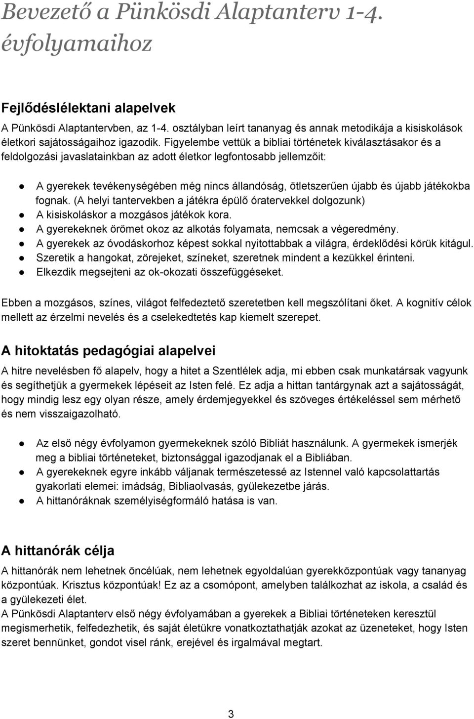 A Pünkösdi alaptanterv sajátos vonásai - PDF Ingyenes letöltés