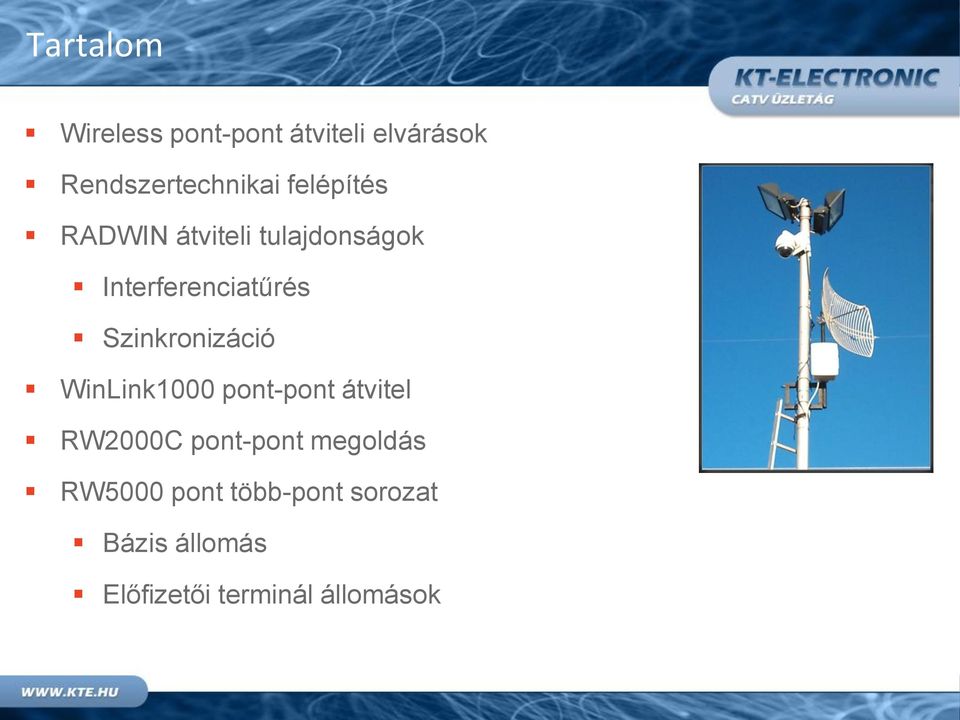 Szinkronizáció WinLink1000 pont-pont átvitel RW2000C pont-pont