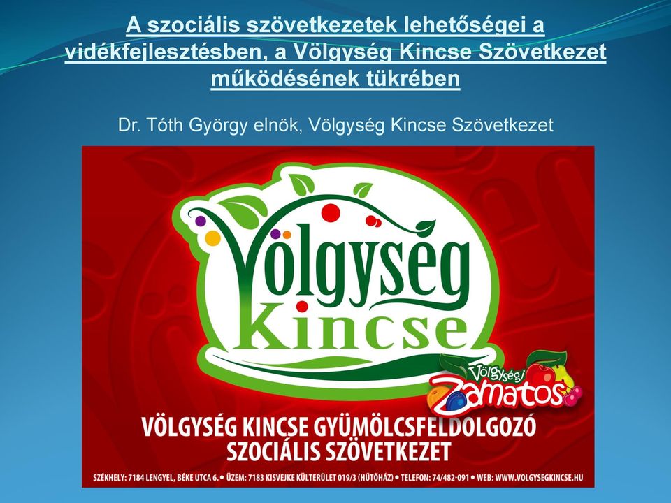Szövetkezet működésének tükrében Dr.
