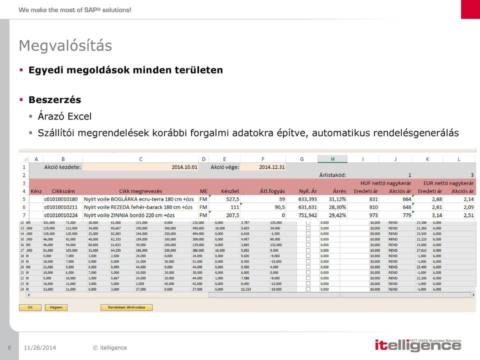 Szállítói megrendelések korábbi