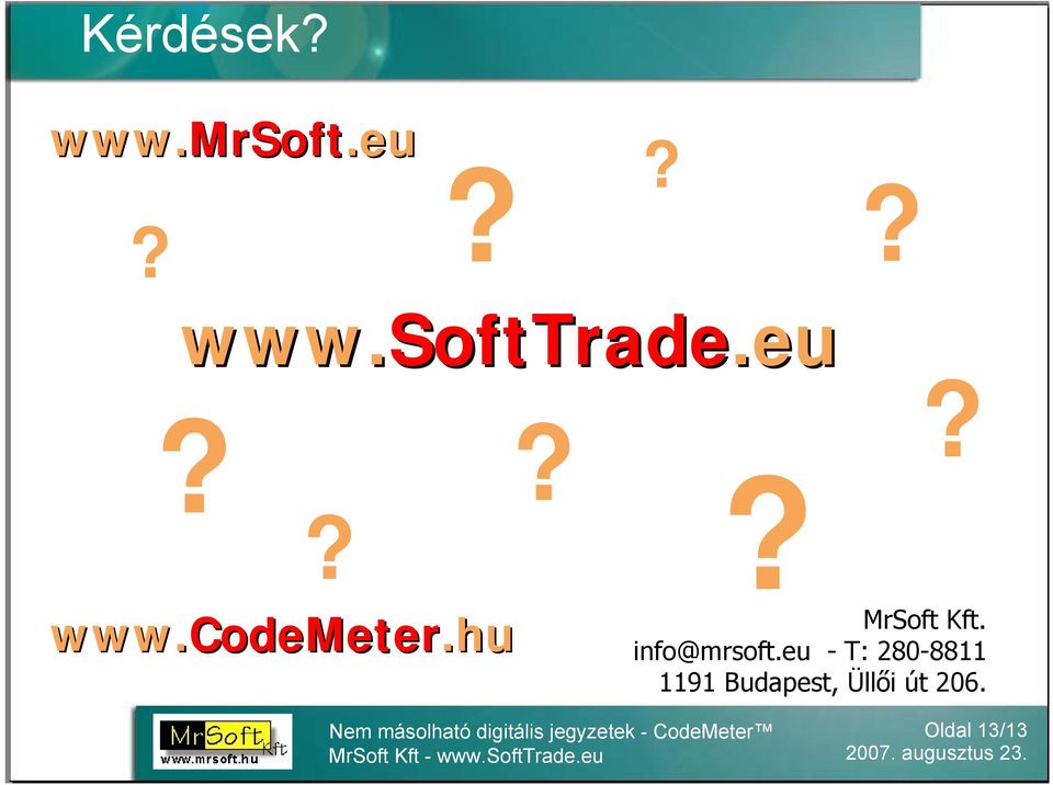codemeter CodeMeter.hu MrSoft Kft.