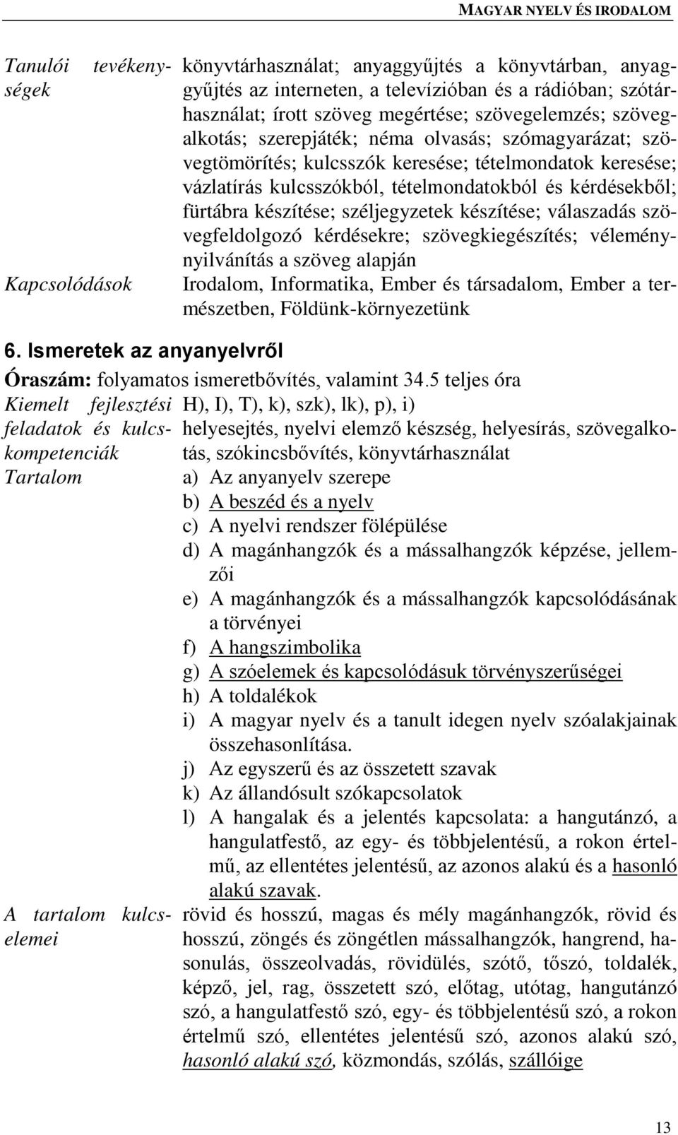 Magyar nyelv és irodalom. Célok és feladatok - PDF Ingyenes letöltés