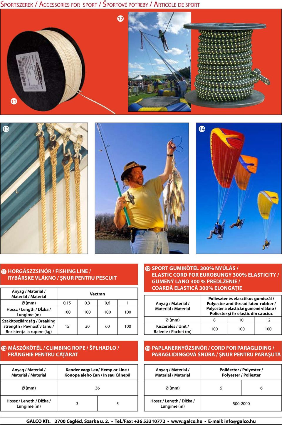 ELONGAŢIE Polieszter és elasztikus gumiszál / Polyester and thread latex rubber / Polyester a elastické gumené vlákno / Poliester şi fir elastic din cauciuc Ø (mm) 8 10 12 Balenie / Pachet (m)