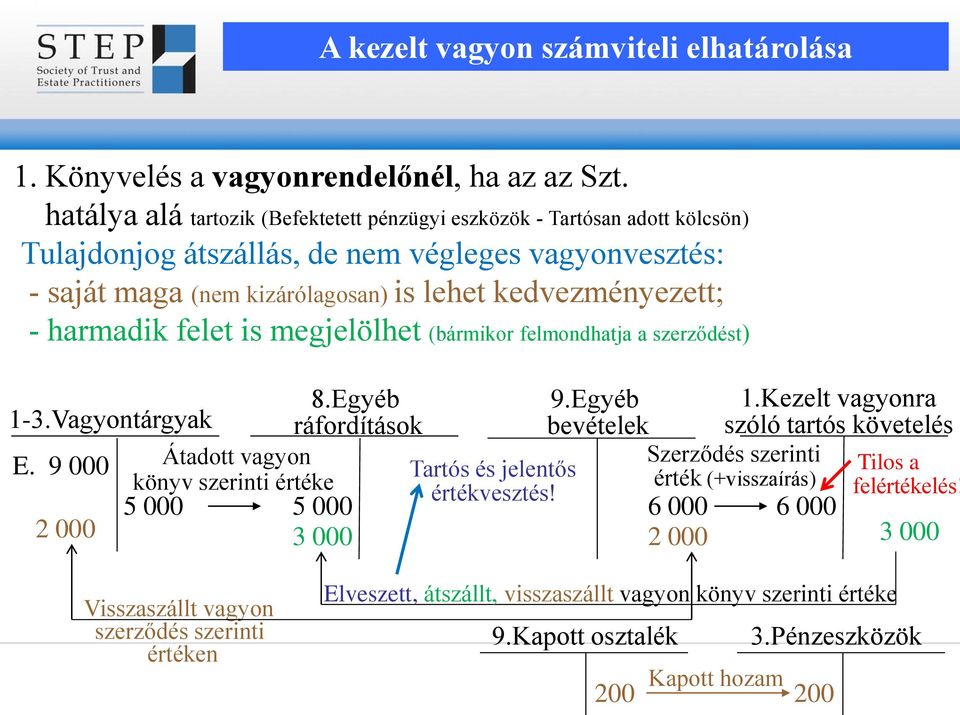 kedvezményezett; - harmadik felet is megjelölhet (bármikor felmondhatja a szerződést) 1-3.Vagyontárgyak E. 9 000 Átadott vagyon könyv szerinti értéke 8.