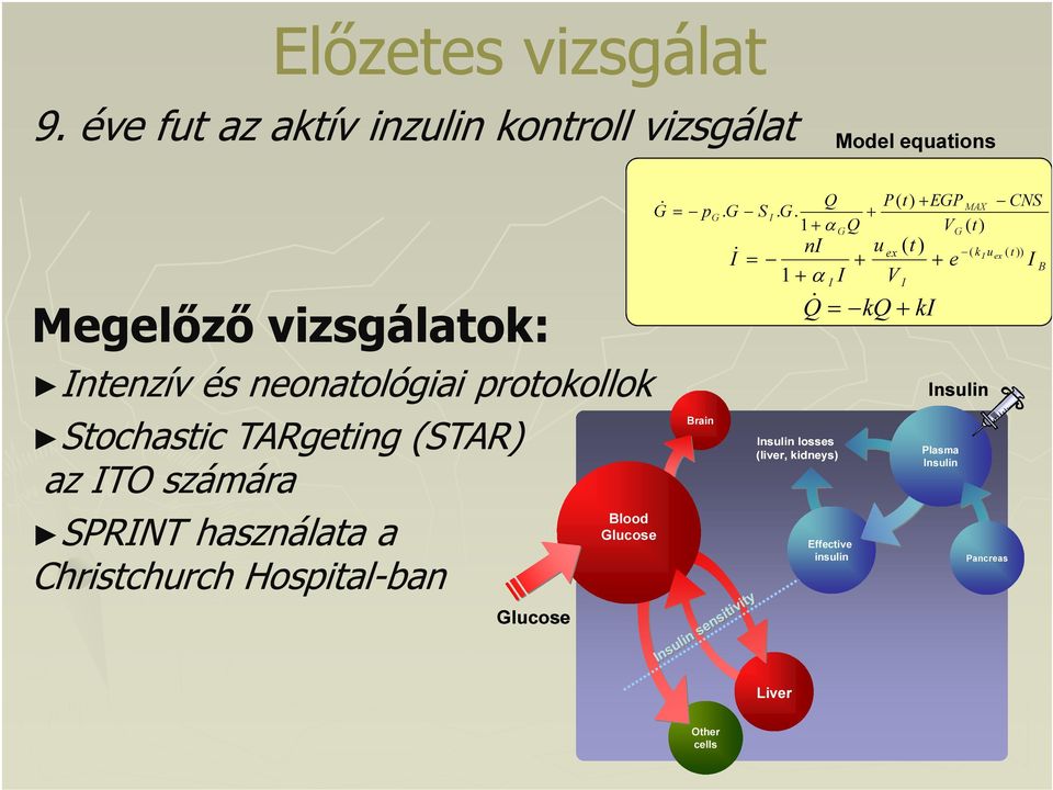 Stochastic TARgeting (STAR) az ITO számára SPRINT használata a Christchurch Hospital-ban Glucose Blood Glucose G& = p G Brain.