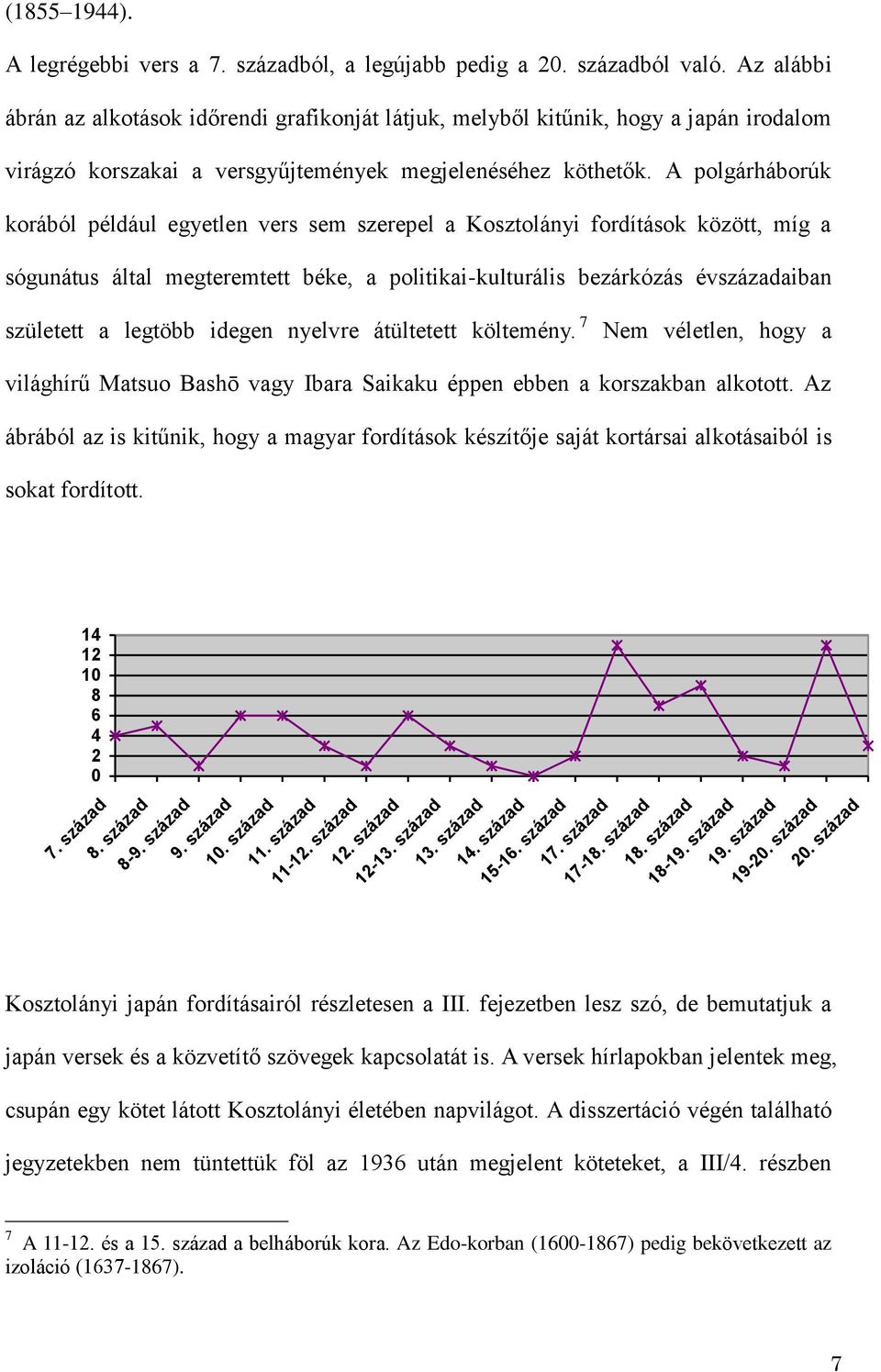 A polgárháborúk korából például egyetlen vers sem szerepel a Kosztolányi fordítások között, míg a sógunátus által megteremtett béke, a politikai-kulturális bezárkózás évszázadaiban született a