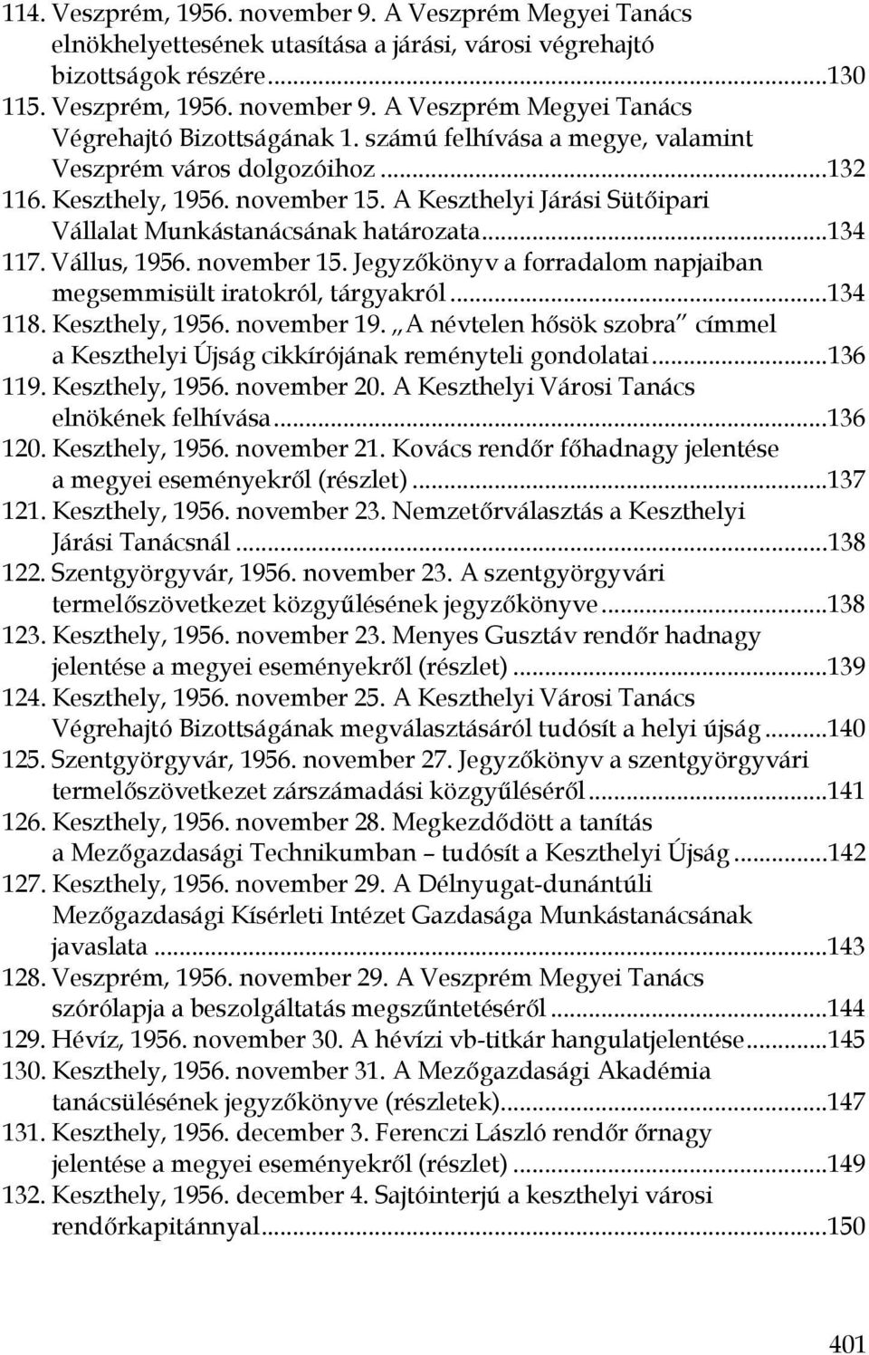 november 15. Jegyzőkönyv a forradalom napjaiban megsemmisült iratokról, tárgyakról...134 118. Keszthely, 1956. november 19.