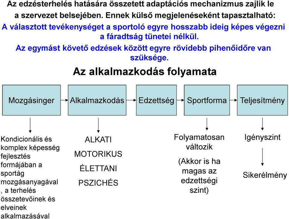 Az egymást követő edzések között egyre rövidebb pihenőidőre van szüksége.