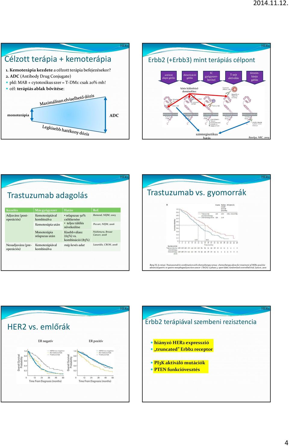 monoterápia ADC szintergisztikus hatás Baselga, NRC, 2009 Trastuzumab adagolás Trastuzumab vs. gyomorrák Kezelés Más gyógyszer Hatás Ref.