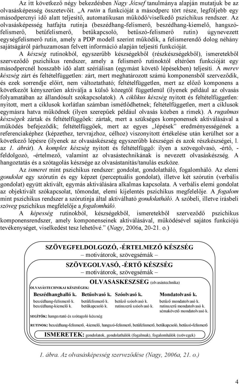 Az olvasásképesség hatfajta rutinja (beszédhang-felismerő, beszédhang-kiemelő, hangszófelismerő, betűfelismerő, betűkapcsoló, betűszó-felismerő rutin) úgynevezett egységfelismerő rutin, amely a PDP