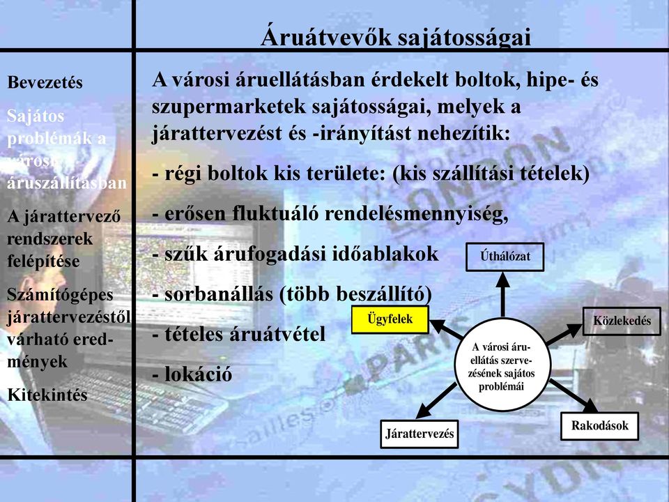 fluktuáló rendelésmennyiség, - szűk árufogadási időablakok - sorbanállás (több beszállító) - tételes