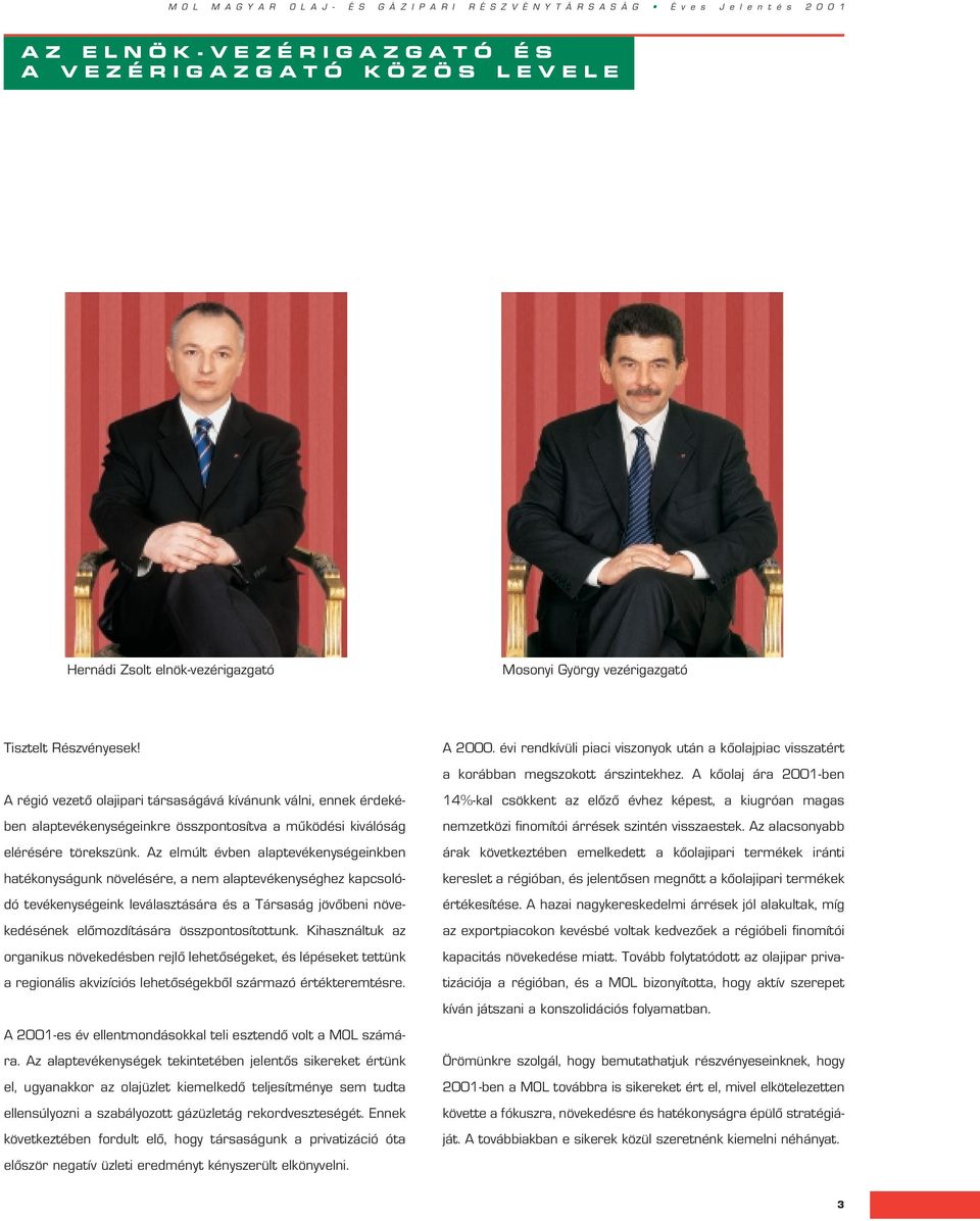 Az elmúlt évben alaptevékenységeinkben hatékonyságunk növelésére, a nem alaptevékenységhez kapcsolódó tevékenységeink leválasztására és a Társaság jövôbeni növekedésének elômozdítására