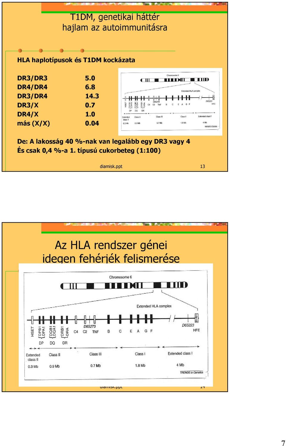 04 De: A lakosság 40 %-nak van legalább egy DR3 vagy 4 És csak 0,4 %-a 1.