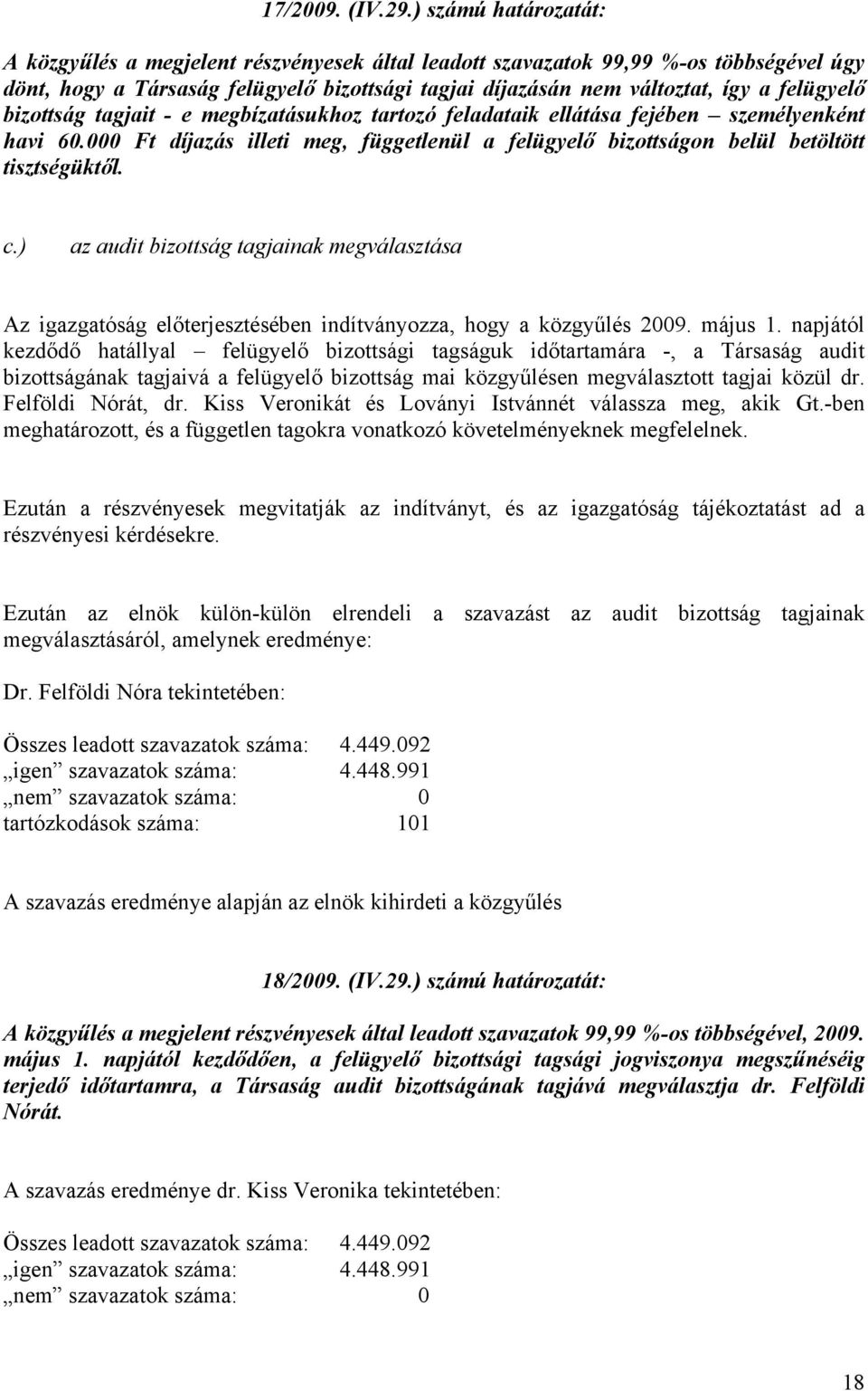 felügyelő bizottság tagjait - e megbízatásukhoz tartozó feladataik ellátása fejében személyenként havi 60.000 Ft díjazás illeti meg, függetlenül a felügyelő bizottságon belül betöltött tisztségüktől.