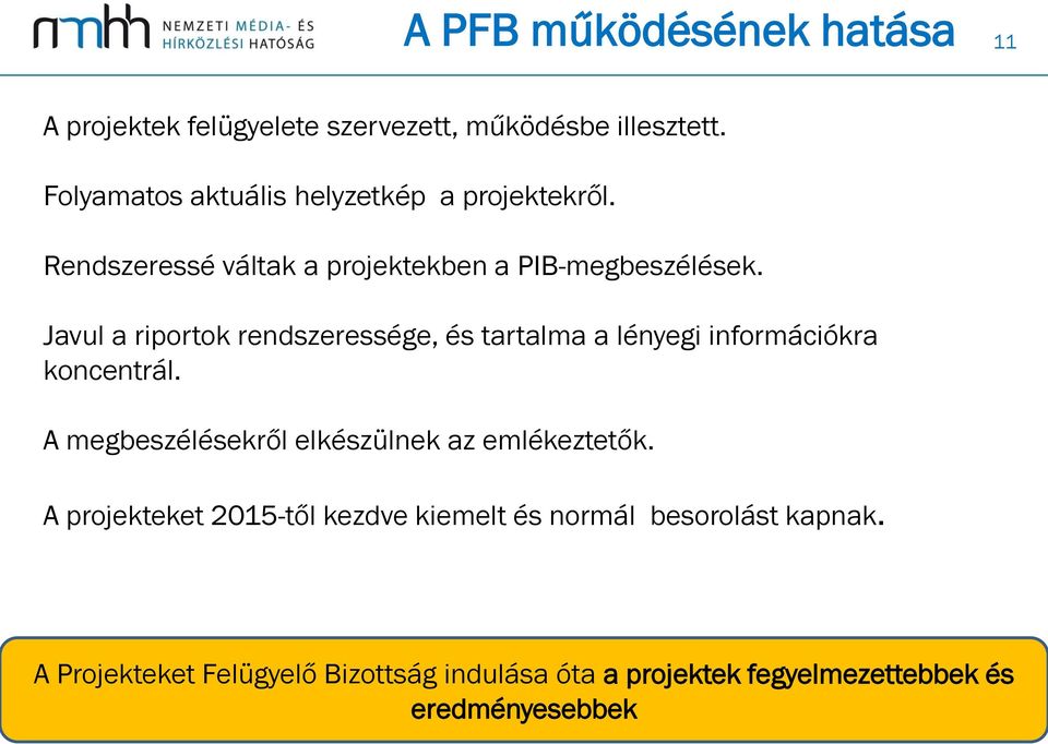 Javul a riportok rendszeressége, és tartalma a lényegi információkra koncentrál.