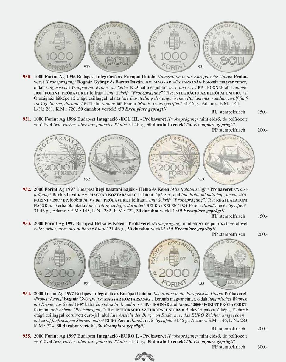oldalt /ungarisches Wappen mit Krone, zur Seite/ 19-95 balra és jobbra /n. l. und n. r./ BP.