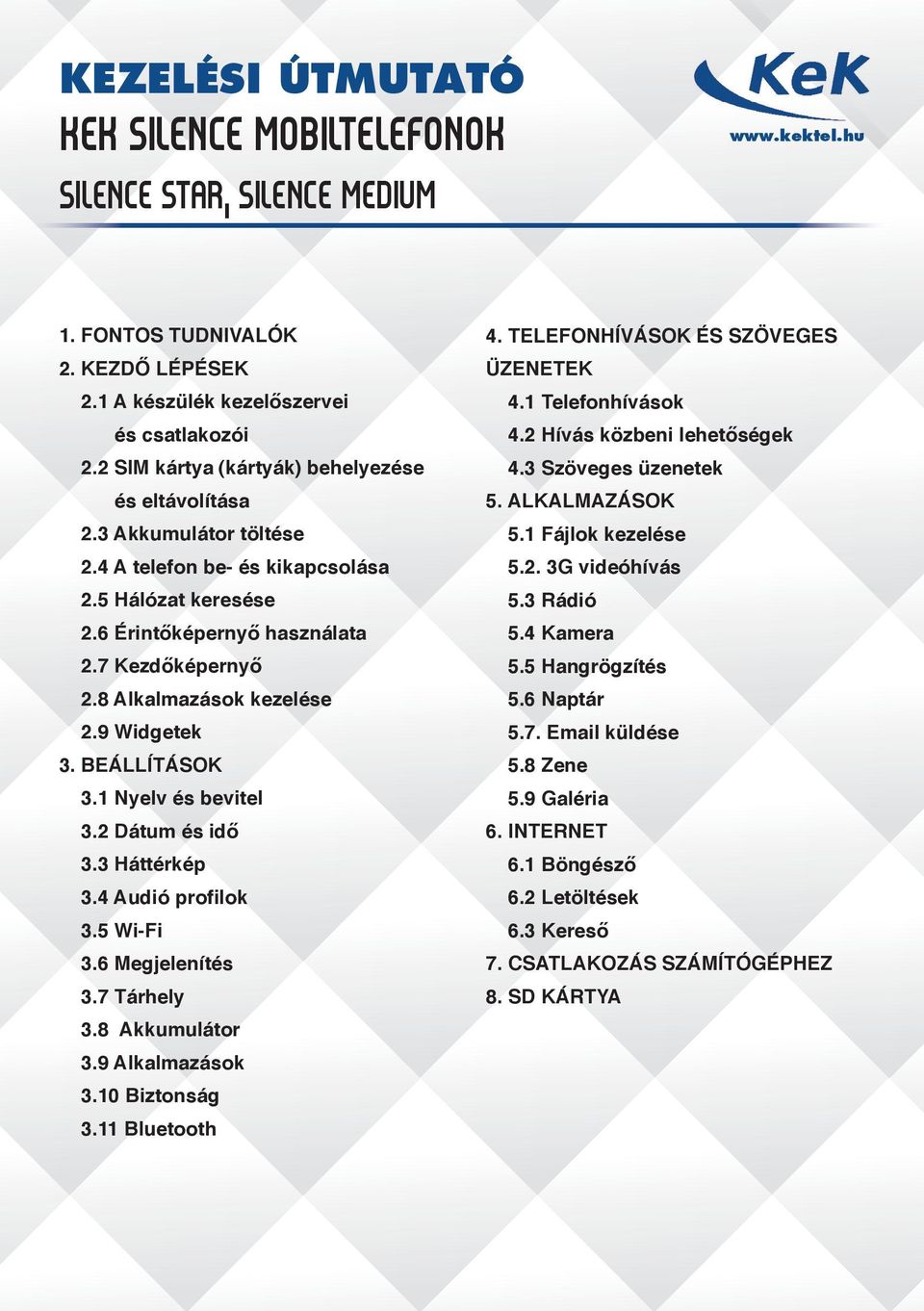 8 Alkalmazások kezelése 2.9 Widgetek 3. BEÁLLÍTÁSOK 3.1 Nyelv és bevitel 3.2 Dátum és idő 3.3 Háttérkép 3.4 Audió profilok 3.5 Wi-Fi 3.6 Megjelenítés 3.7 Tárhely 3.8 Akkumulátor 3.9 Alkalmazások 3.