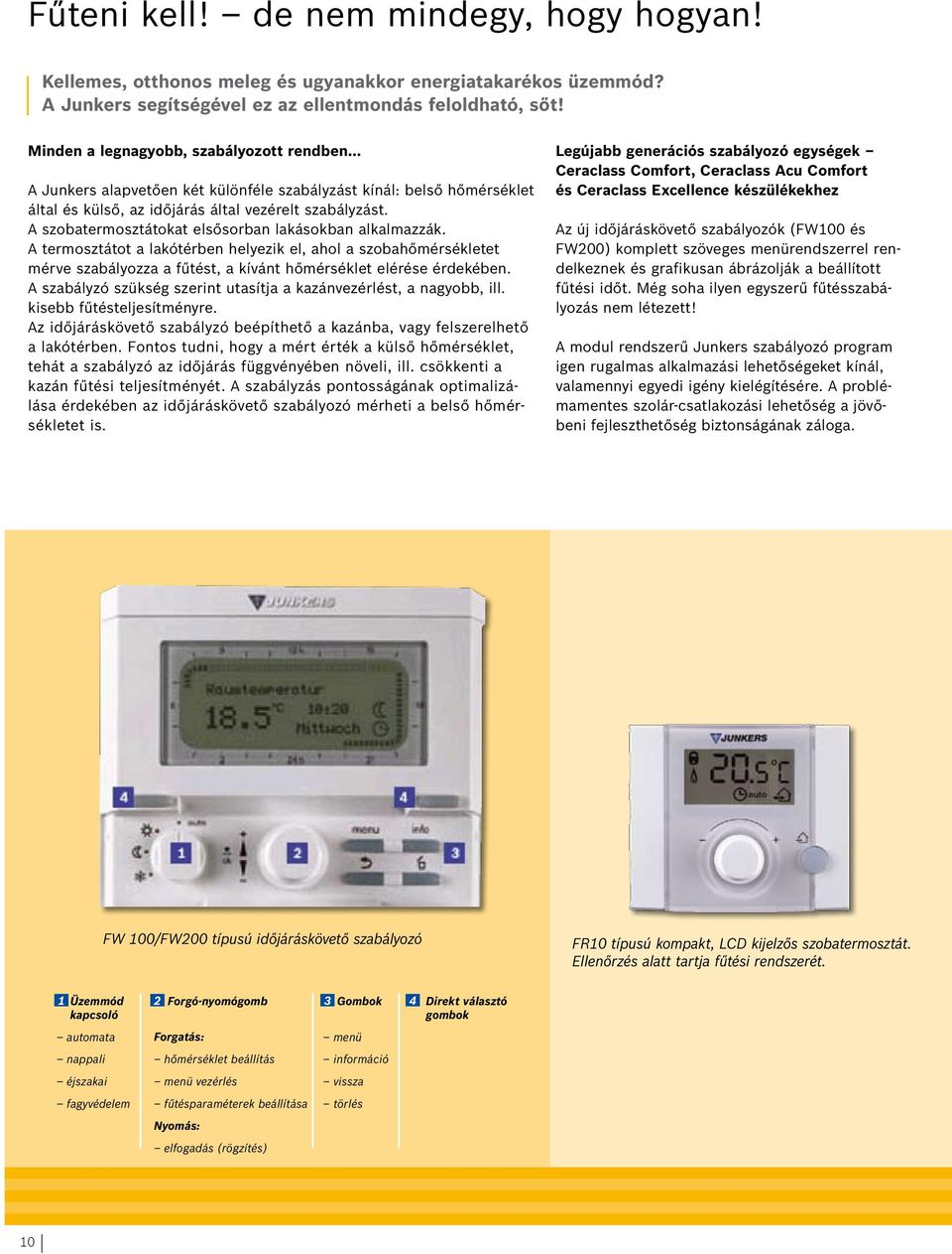 A szobatermosztátokat elsősorban lakásokban alkalmazzák. A termosztátot a lakótérben helyezik el, ahol a szobahőmérsékletet mérve szabályozza a fűtést, a kívánt hőmérséklet elérése érdekében.