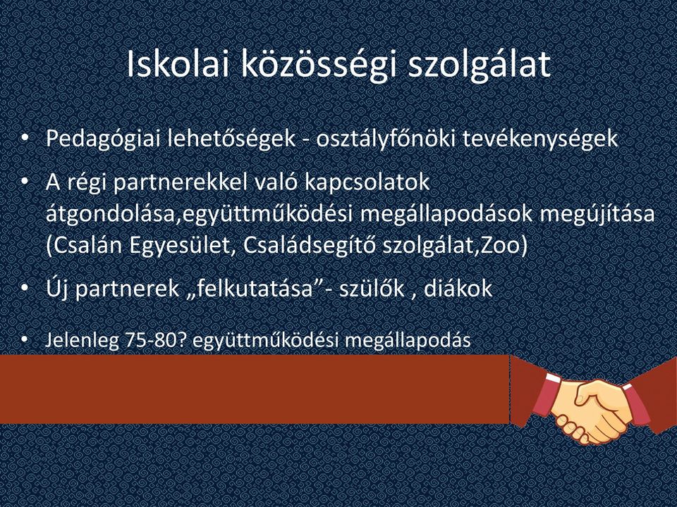 átgondolása,együttműködési megállapodások megújítása (Csalán Egyesület,