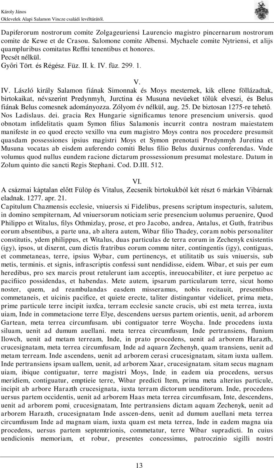 füz. 299. 1. V. IV.