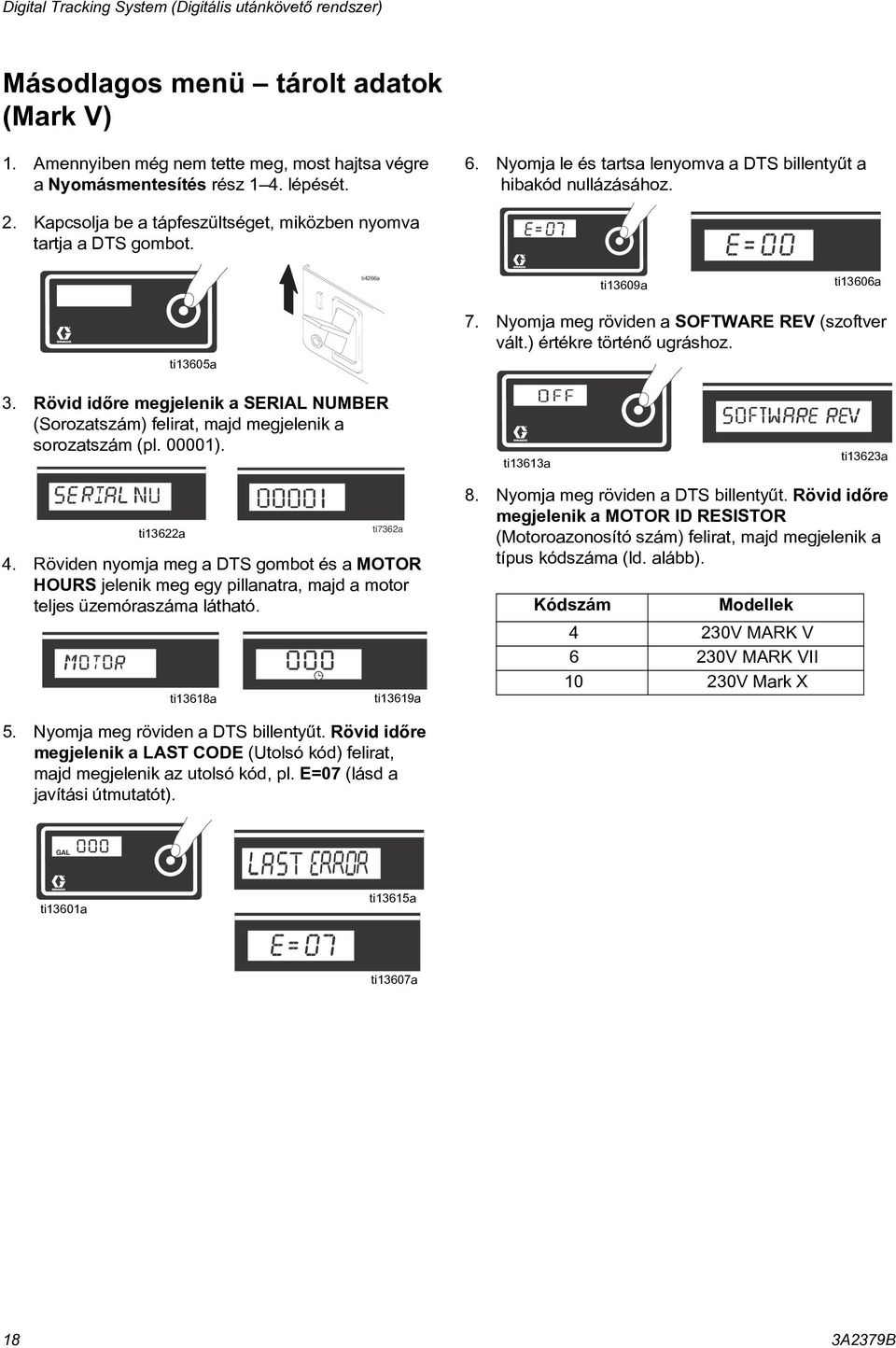 Nyomja meg röviden a SOFTWARE REV (szoftver vált.) értékre történõ ugráshoz. 3. Rövid idõre megjelenik a SERIAL NUMBER (Sorozatszám) felirat, majd megjelenik a sorozatszám (pl. 00001).