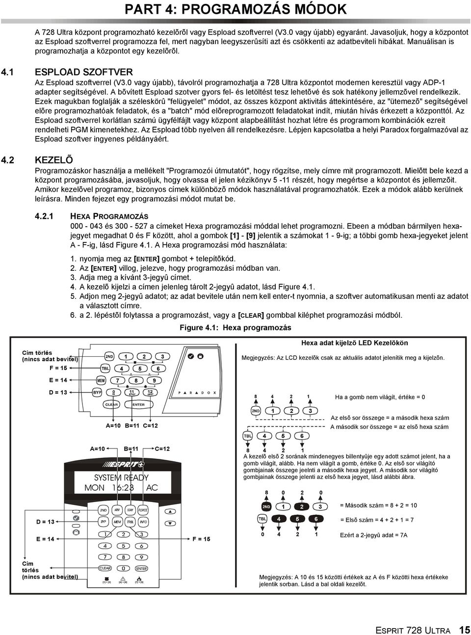 1 ESPLOAD SZOFTVER Az Espload szoftverrel (V3.0 vagy újabb), távolról programozhatja a 728 Ultra központot modemen keresztül vagy ADP-1 adapter segítségével.