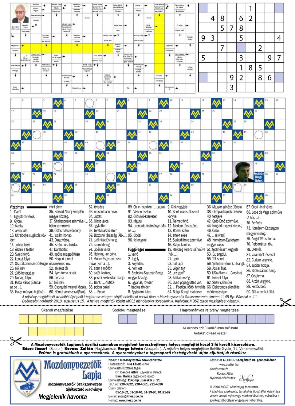 Hagyományos hajtásátviteli elem 35. Borsod-Abaúj-Zemplén megyei község. 37. Shakespeare színmûve (... hûhó semmiért). 39. Öblös füles ívóedény. 41. Iszlám hónap. 43. Olasz város. 45.