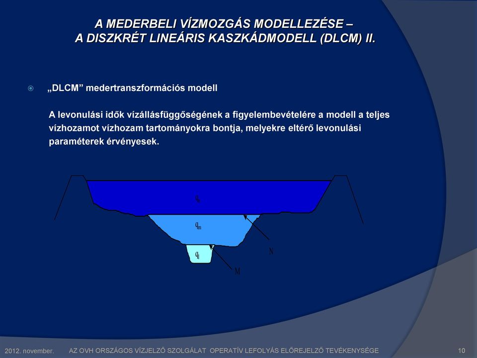 a figyelembevételére a modell a teljes vízhozamot vízhozam tartományokra