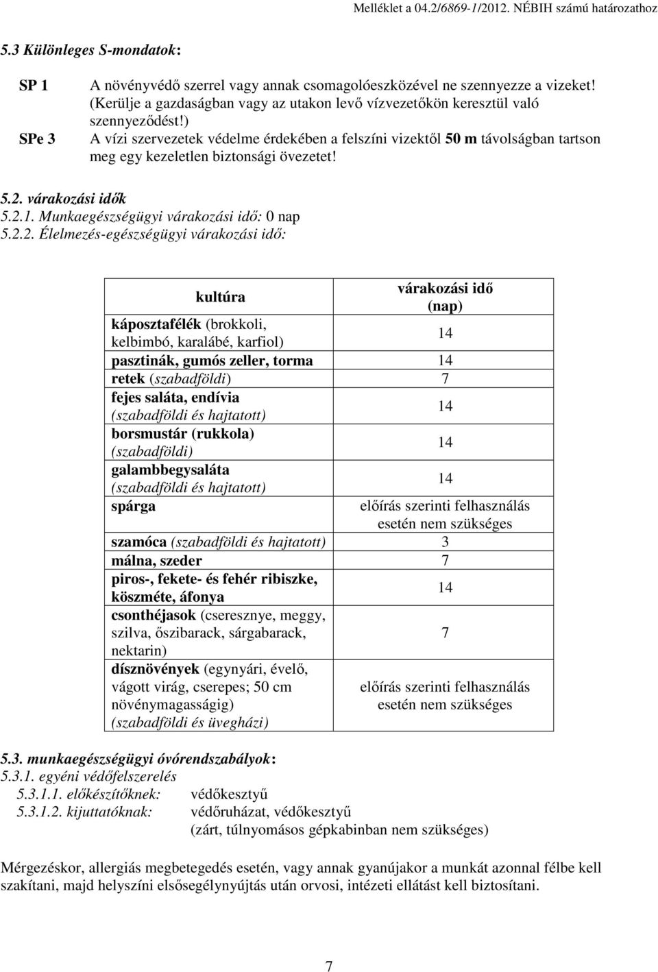 ) A vízi szervezetek védelme érdekében a felszíni vizektől 50 m távolságban tartson meg egy kezeletlen biztonsági övezetet! 5.2.