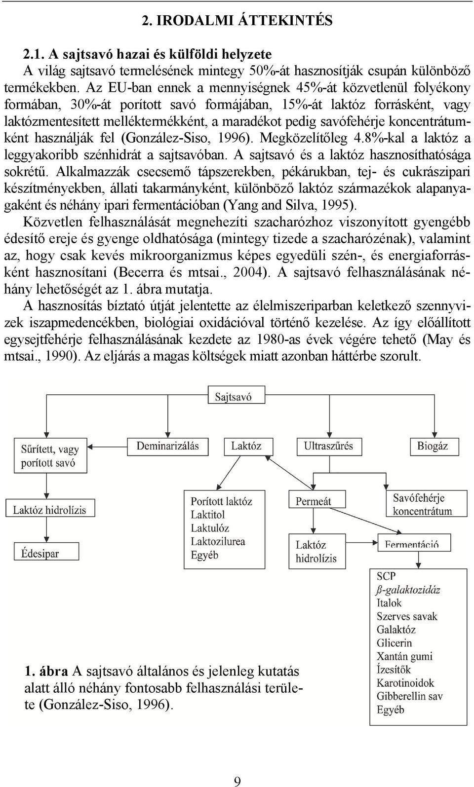 koncentrátumként használják fel (González-Siso, 1996). Megközelítőleg 4.8%-kal a laktóz a leggyakoribb szénhidrát a sajtsavóban. A sajtsavó és a laktóz hasznosíthatósága sokrétű.