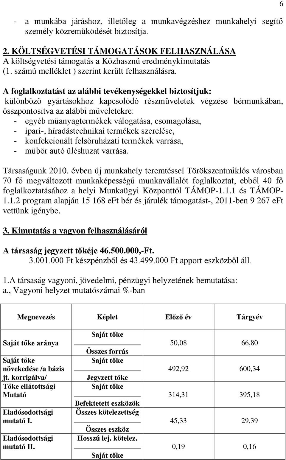 A foglalkoztatást az alábbi tevékenységekkel biztosítjuk: különböző gyártásokhoz kapcsolódó részműveletek végzése bérmunkában, összpontosítva az alábbi műveletekre: - egyéb műanyagtermékek