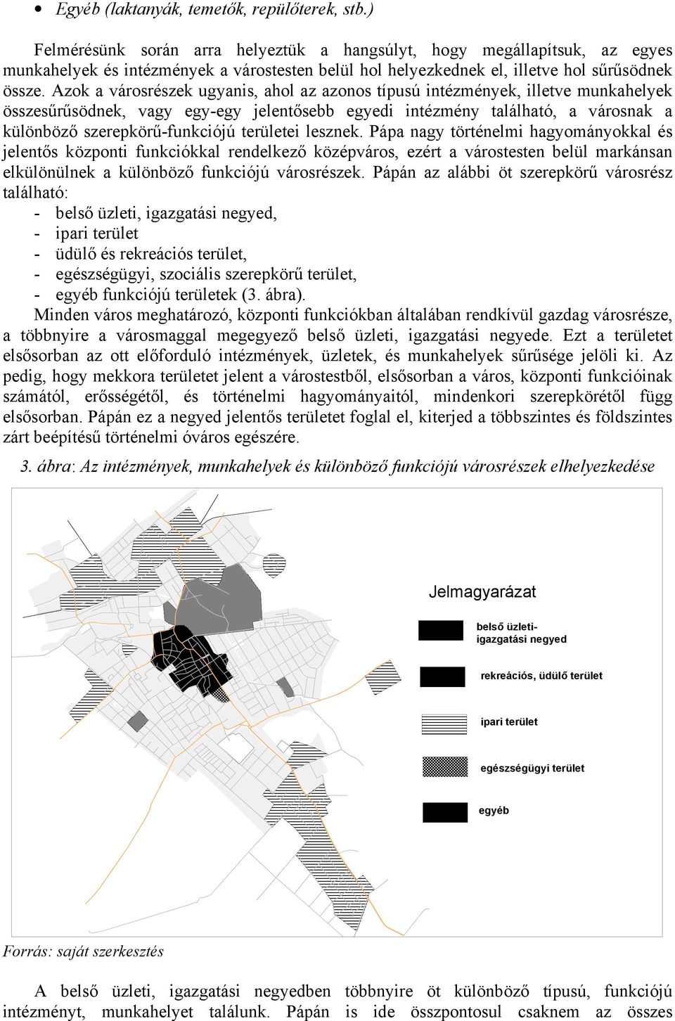 Azok a városrészek ugyanis, ahol az azonos típusú intézmények, illetve munkahelyek összesűrűsödnek, vagy egy-egy jelentősebb egyedi intézmény található, a városnak a különböző szerepkörű-funkciójú