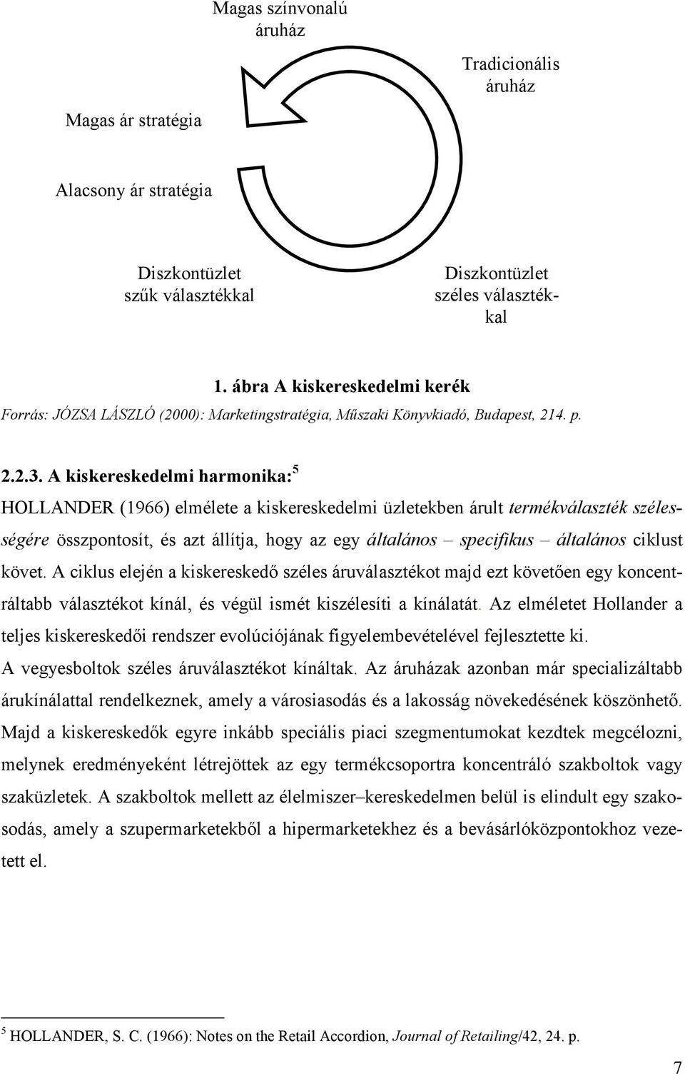 A kiskereskedelmi harmonika: 5 HOLLANDER (1966) elmélete a kiskereskedelmi üzletekben árult termékválaszték szélességére összpontosít, és azt állítja, hogy az egy általános specifikus általános