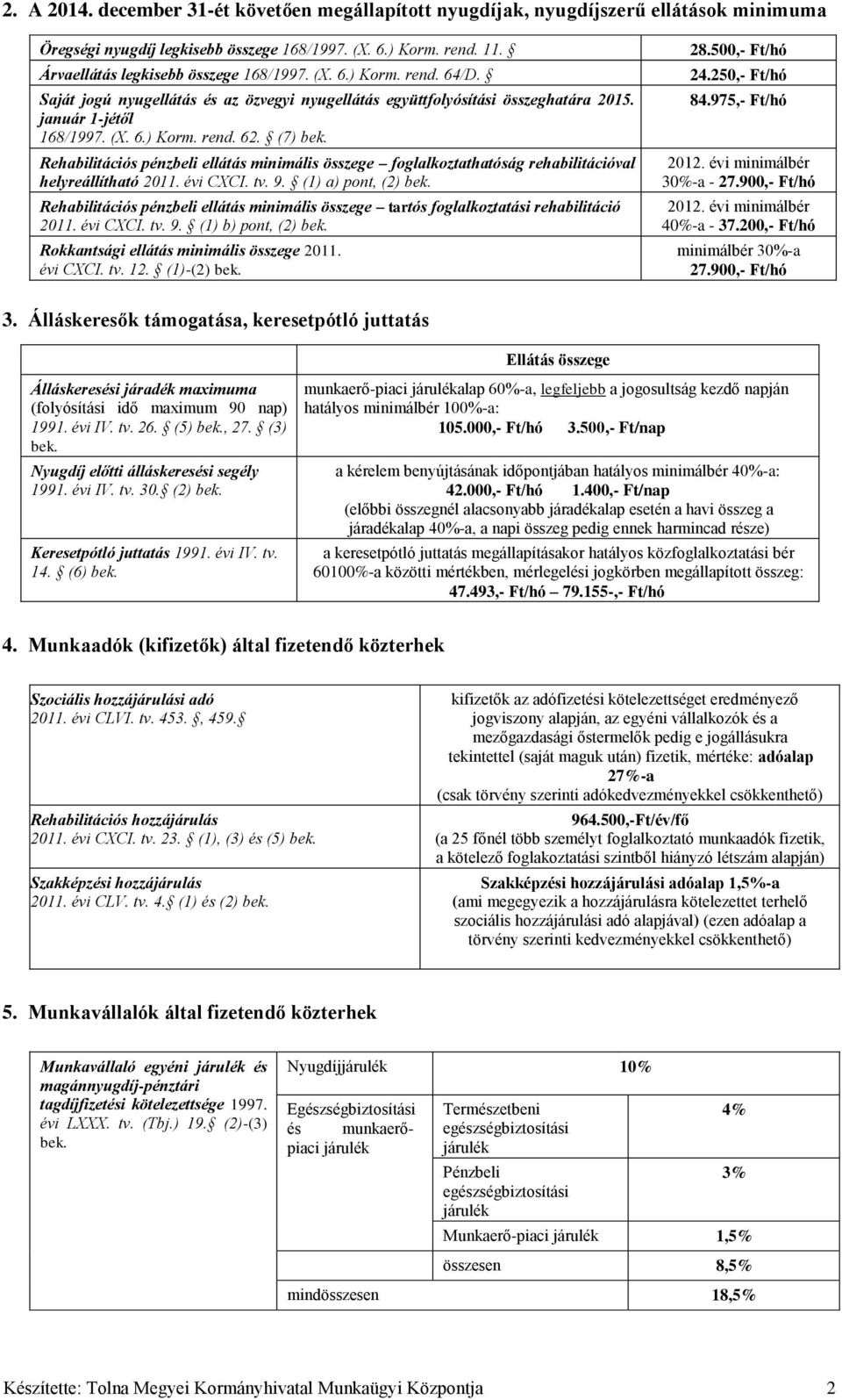 Rehabilitációs pénzbeli ellátás minimális összege foglalkoztathatóság rehabilitációval helyreállítható 2011. évi CXCI. tv. 9. (1) a) pont, (2) bek.