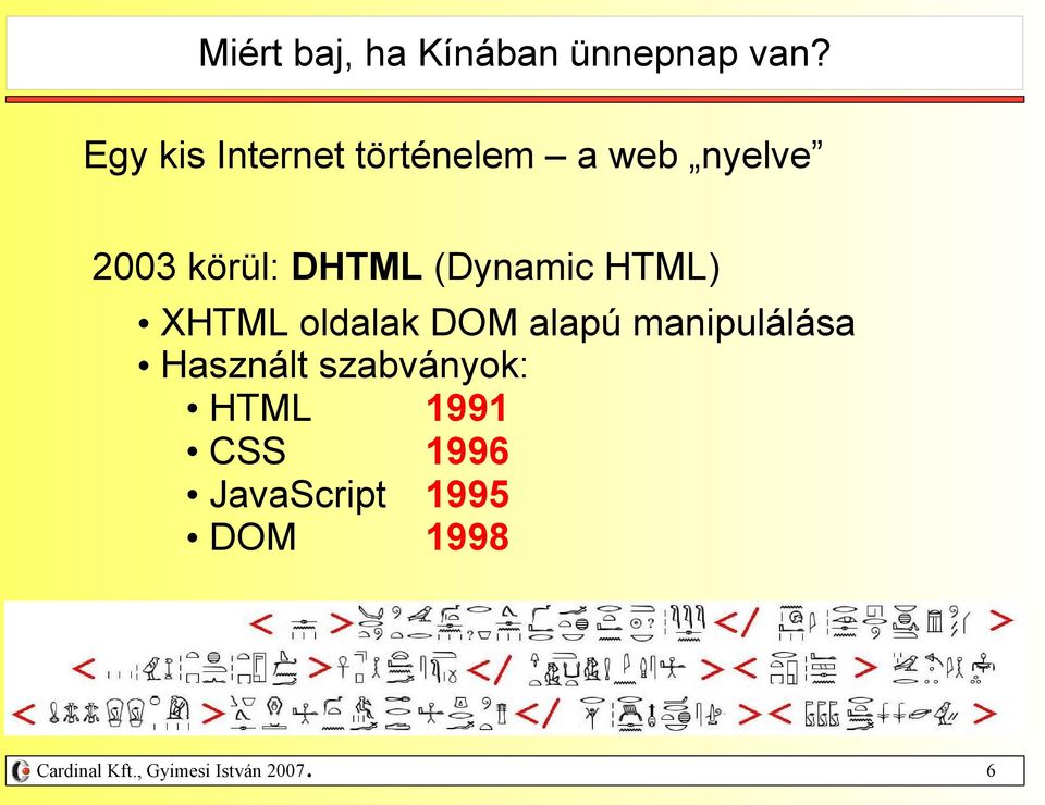 manipulálása Használt szabványok: HTML 1991 CSS 1996