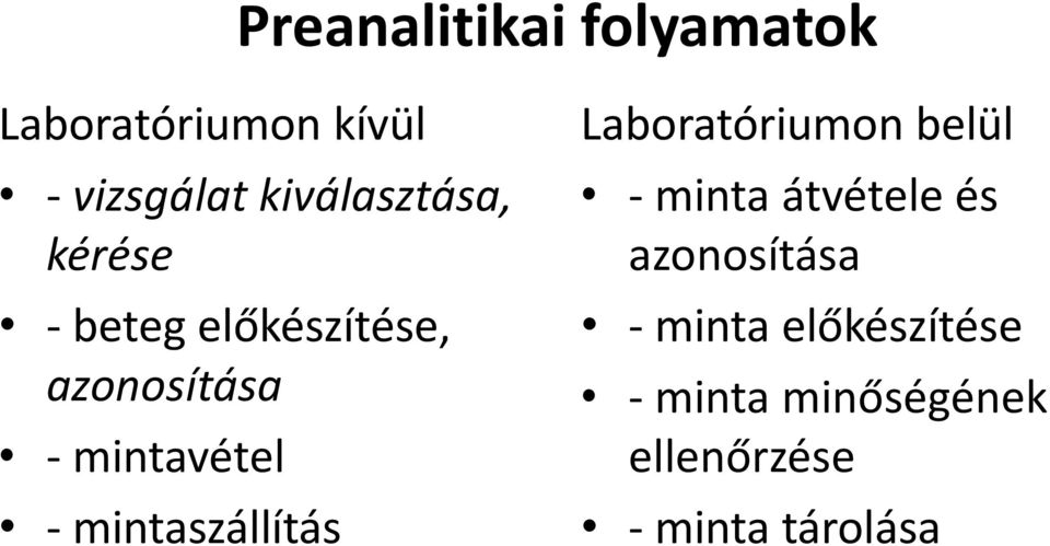 mintavétel - mintaszállítás Laboratóriumon belül - minta átvétele