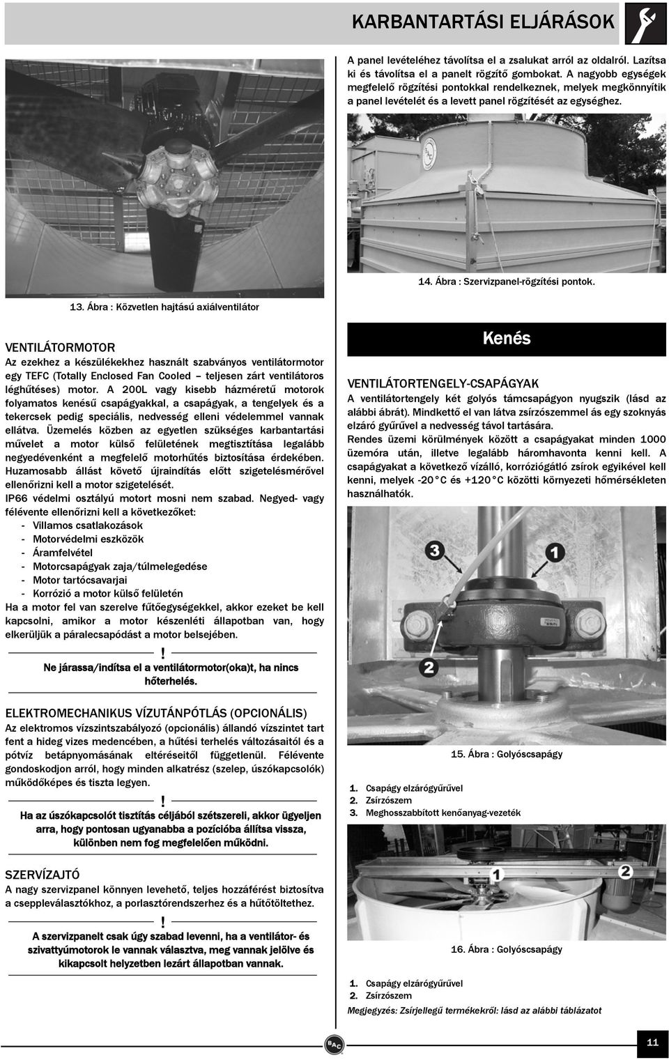 Ábra : Közvetlen hajtású axiálventilátor VENTILÁTORMOTOR Az ezekhez a készülékekhez használt szabványos ventilátormotor egy TEFC (Totally Enclosed Fan Cooled teljesen zárt ventilátoros léghűtéses)