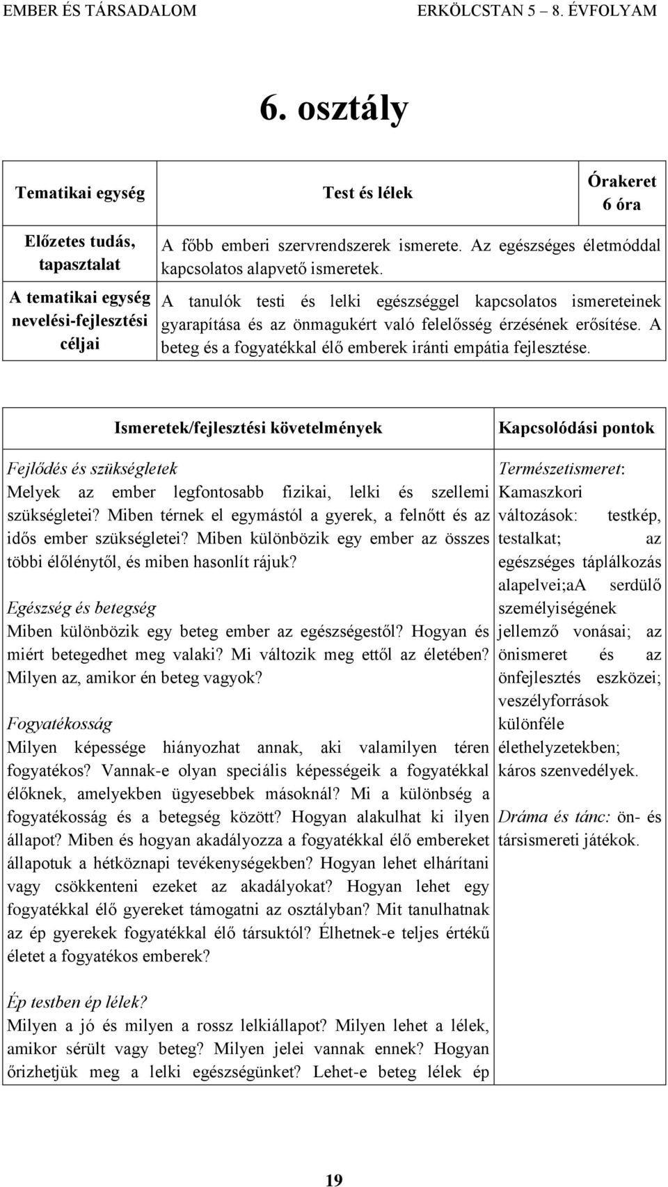 Fejlődés és szükségletek Melyek az ember legfontosabb fizikai, lelki és szellemi szükségletei? Miben térnek el egymástól a gyerek, a felnőtt és az idős ember szükségletei?