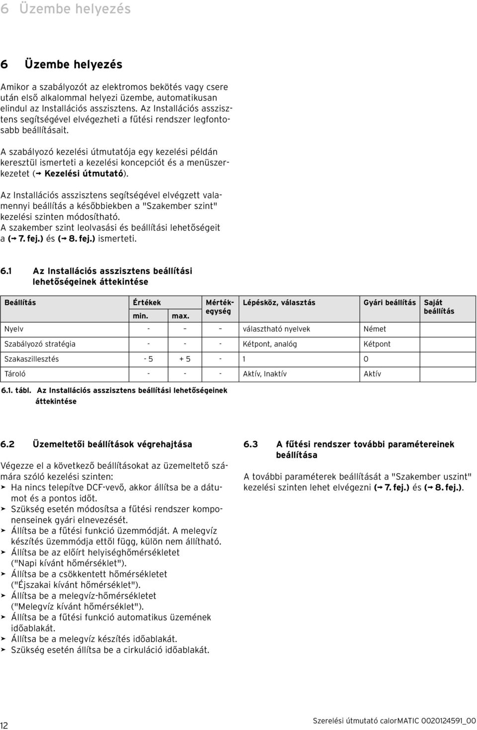 A szabályozó kezelési útmutatója egy kezelési példán keresztül ismerteti a kezelési koncepciót és a menüszerkezetet ( Kezelési útmutató).