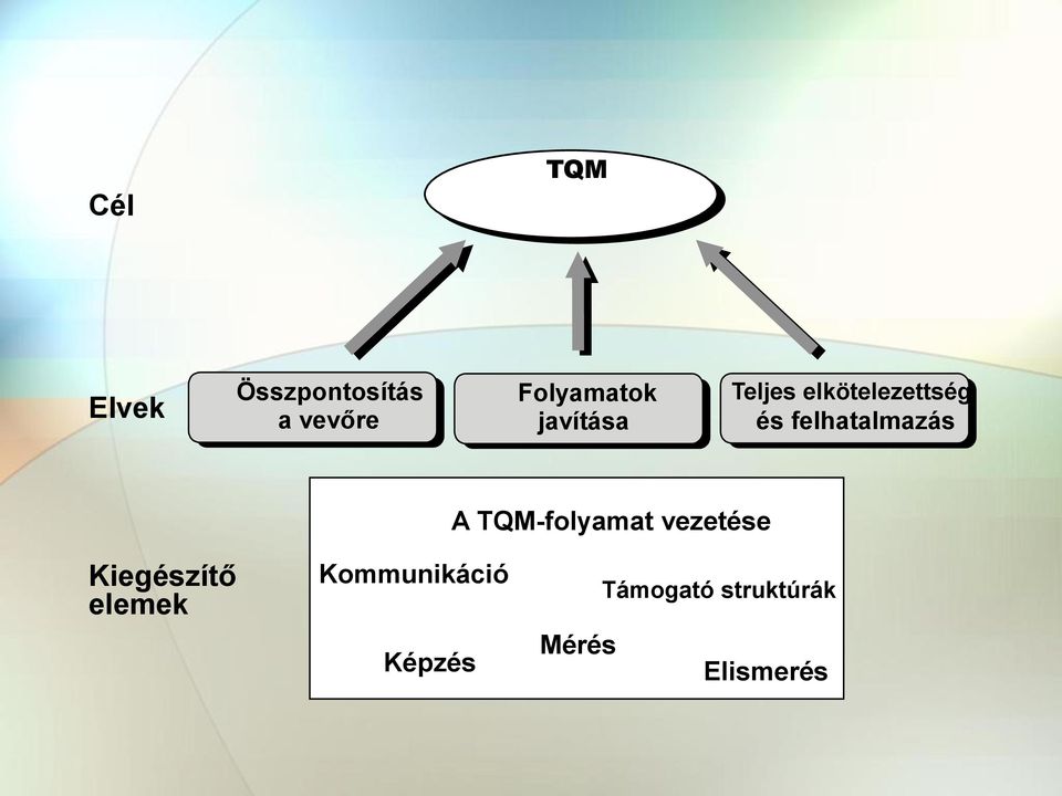 A TQM-folyamat vezetése Kiegészítő elemek