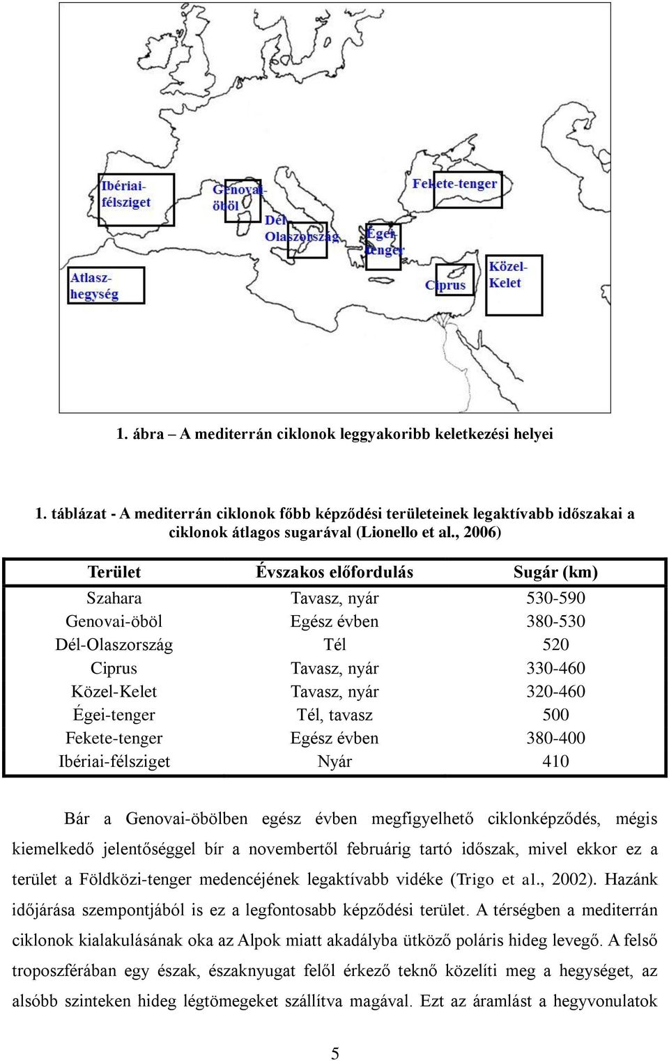 Égei-tenger Tél, tavasz 500 Fekete-tenger Egész évben 380-400 Ibériai-félsziget Nyár 410 Bár a Genovai-öbölben egész évben megfigyelhető ciklonképződés, mégis kiemelkedő jelentőséggel bír a