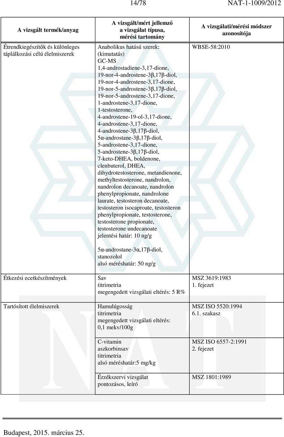 1-testosterone, 4-androstene-19-ol-3,17-dione, 4-androstene-3,17-dione, 4-androstene-3β,17β-diol, 5α-androstane-3β,17β-diol, 5-androstene-3,17-dione, 5-androstene-3β,17β-diol, 7-keto-DHEA, boldenone,