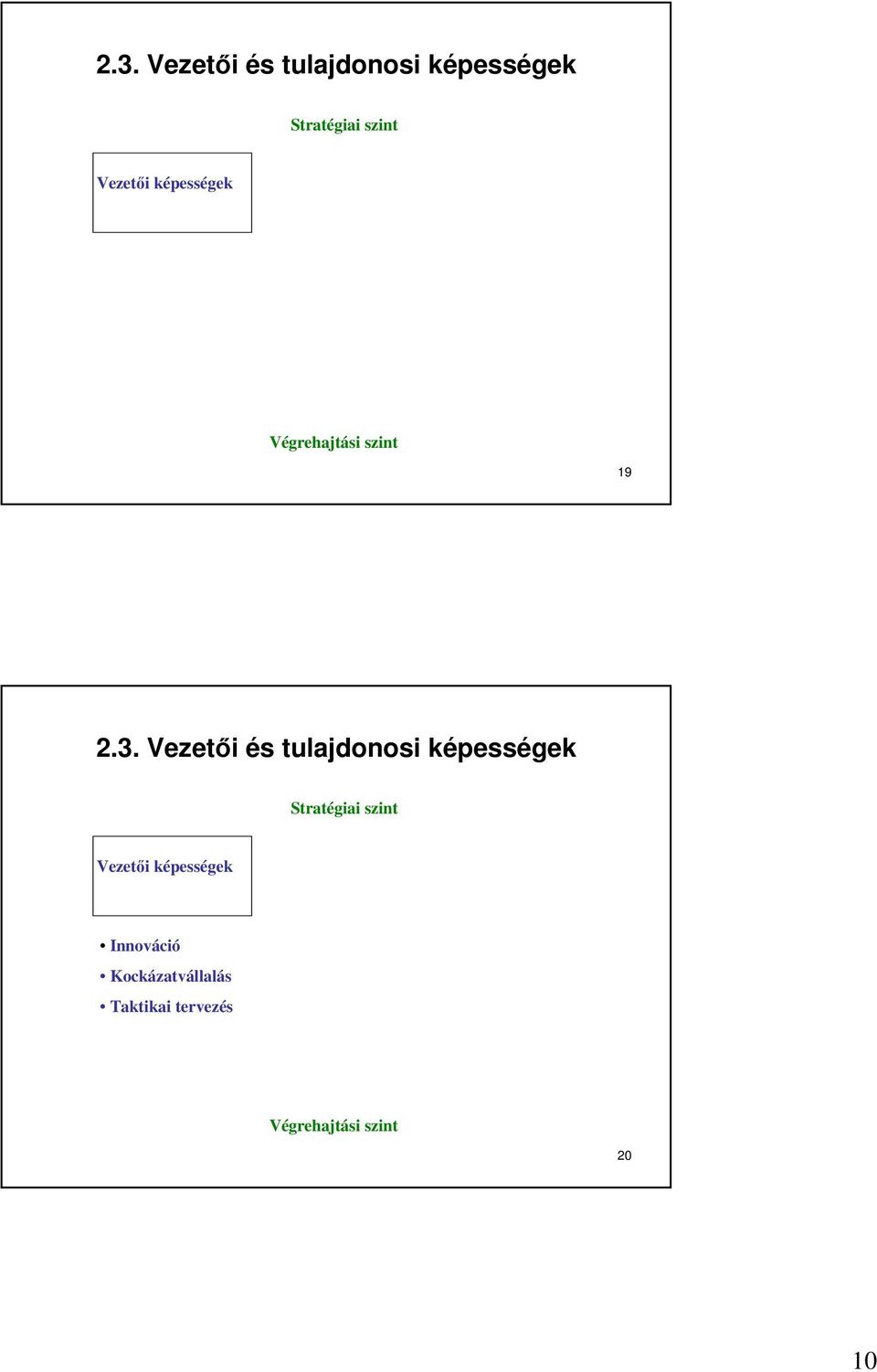 Innováció Kockázatvállalás Taktikai tervezés Végrehajtási