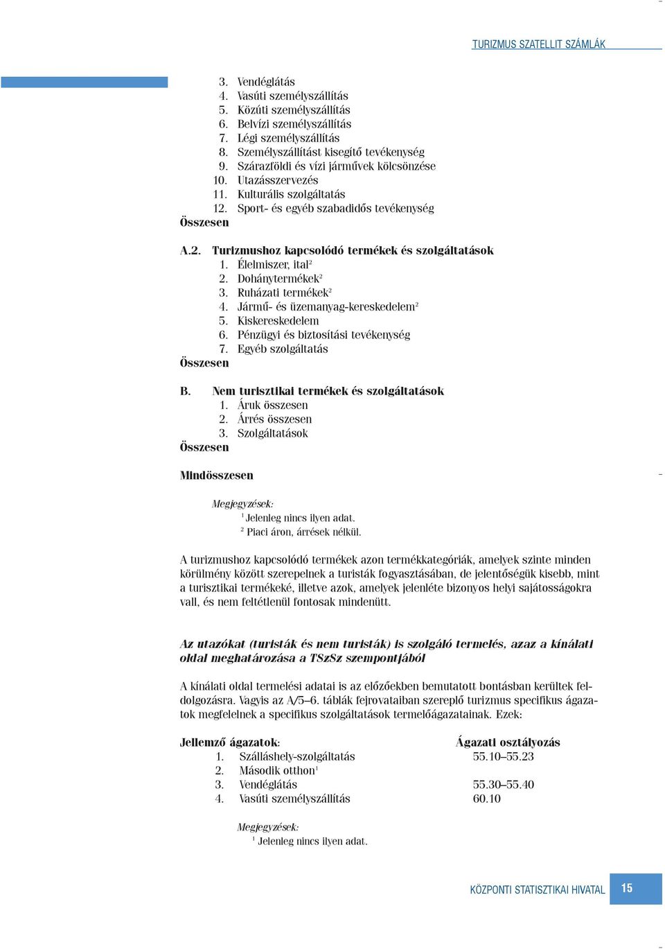 Élelmiszer, ital 2 2. Dohánytermékek 2 3. Ruházati termékek 2 4. Jármû- és üzemanyag-kereskedelem 2 5. Kiskereskedelem 6. Pénzügyi és biztosítási tevékenység 7. Egyéb szolgáltatás Összesen B.